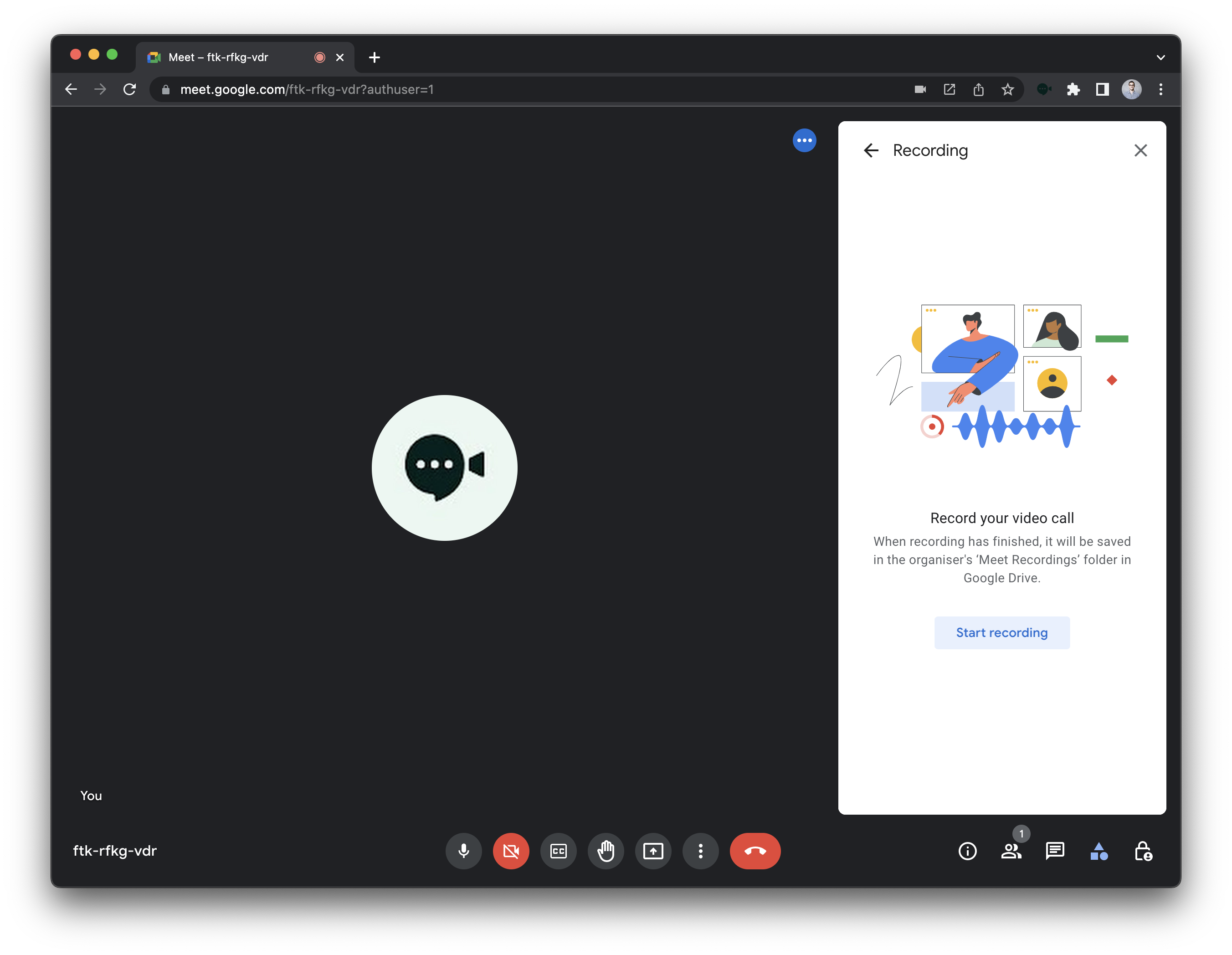 image of Google Meet recording modal showing how to record a google meet